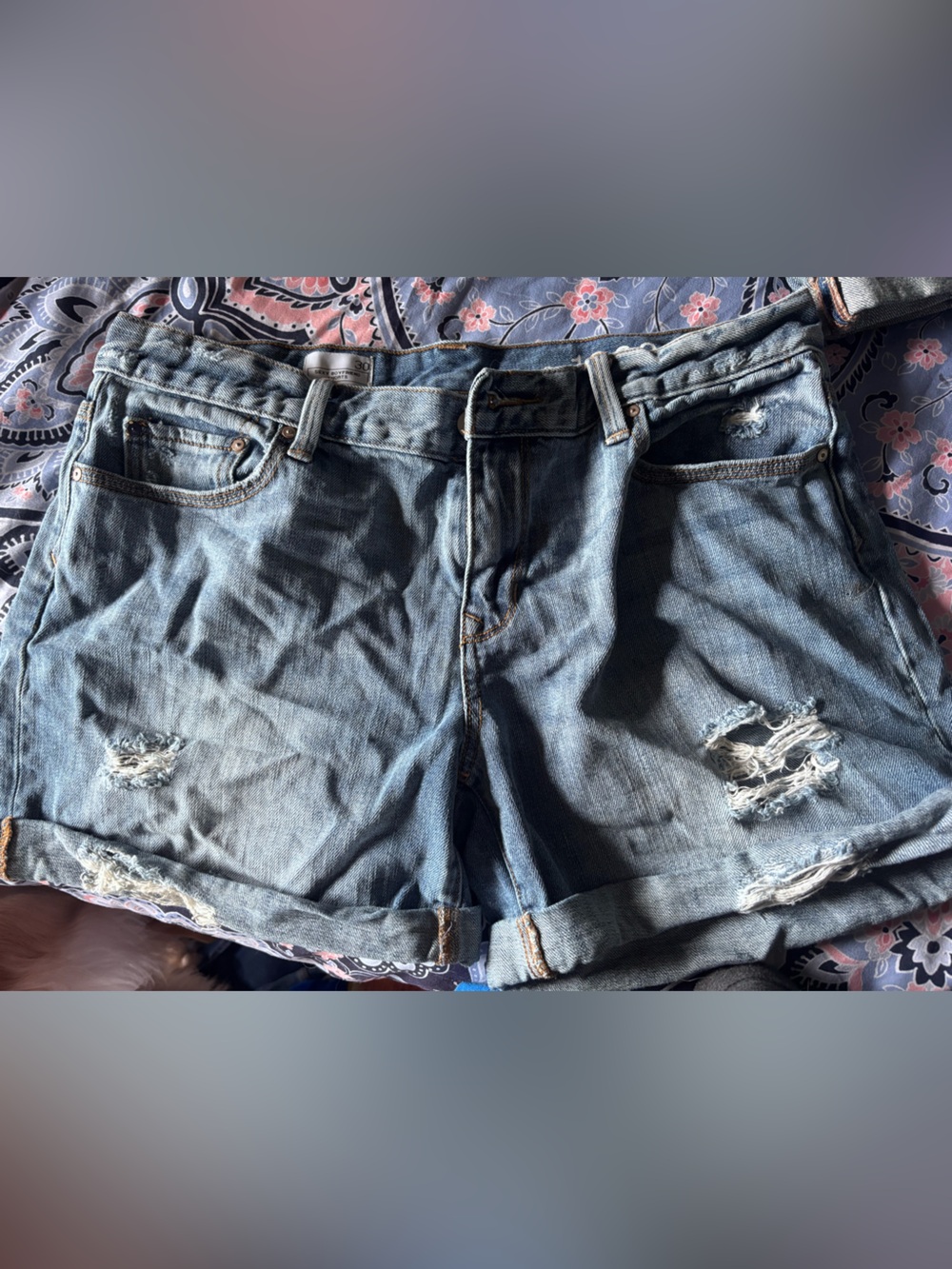 GAP Distressed Denim Jean Shorts in Light Blue